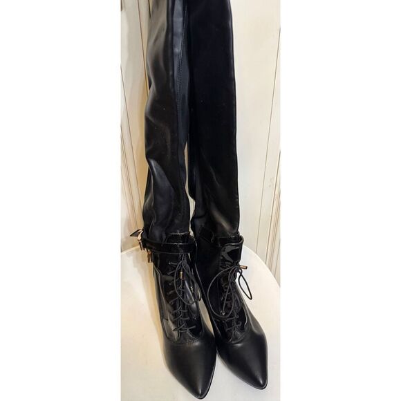 Adriana New York Shoes - Adriana New York Womens Lace Up High-Heel Over the Knee Marco Boots Black Size 8